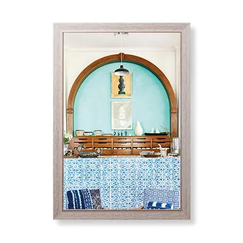 rustic wood frame with turquoise photograph